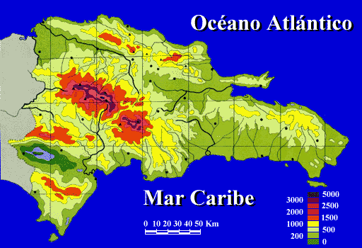 Physical Map of the Dominican Republic - Mapa Fsico de la Repblica Dominicana