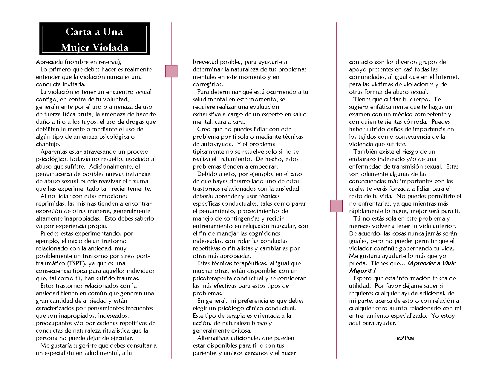 Carta a Una Mujer Violada, P. 2