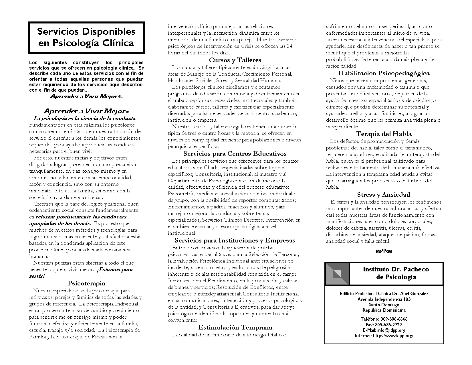 Servicios Disponibles en Psicología Clínica, P. 2