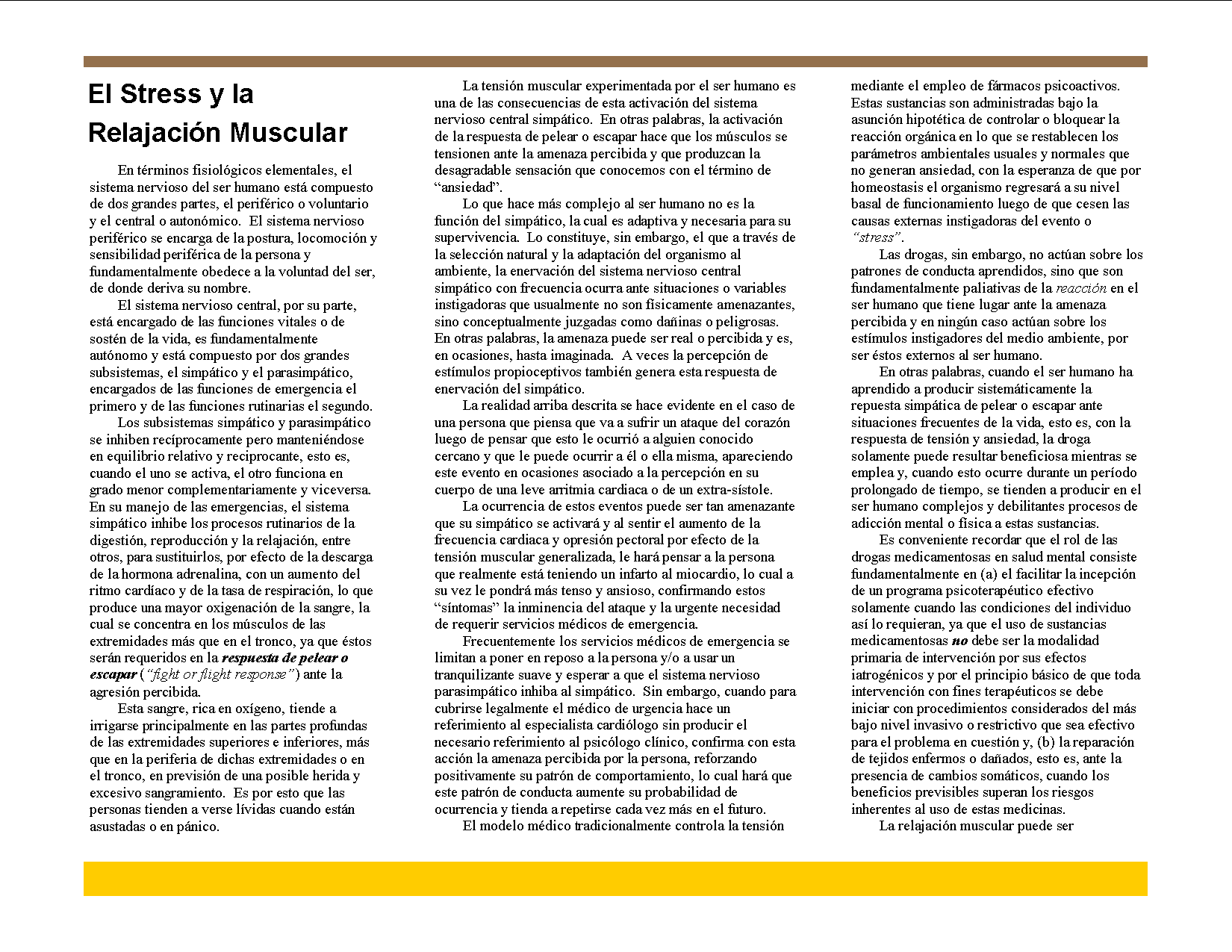El Stress y la Relajación Muscular, P. 2